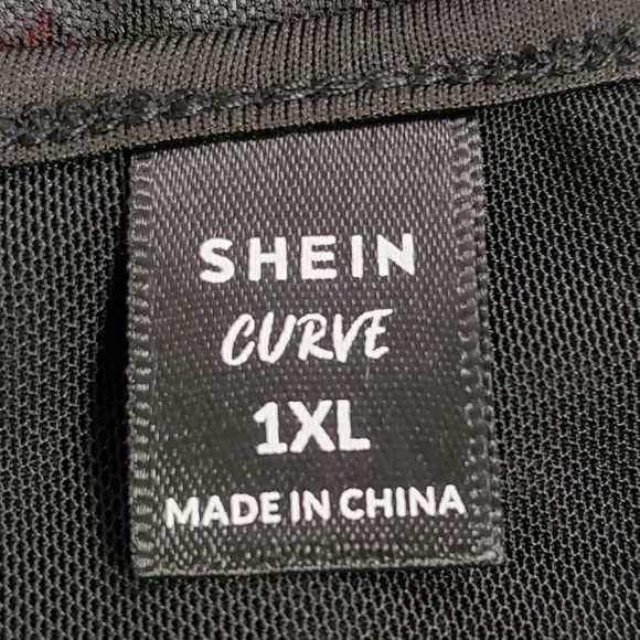Shein‎ Curve Womens Embroidered Mesh Forest Fairy Grunge Bodysuit Size 1XL Black - Picture 4 of 10
